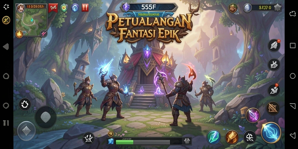Tampilan menarik dari petualangan RPG di 555F yang penuh aksi.