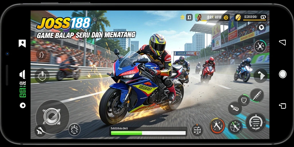Tampilan gameplay menegangkan dari JOSS188 saat balapan motor