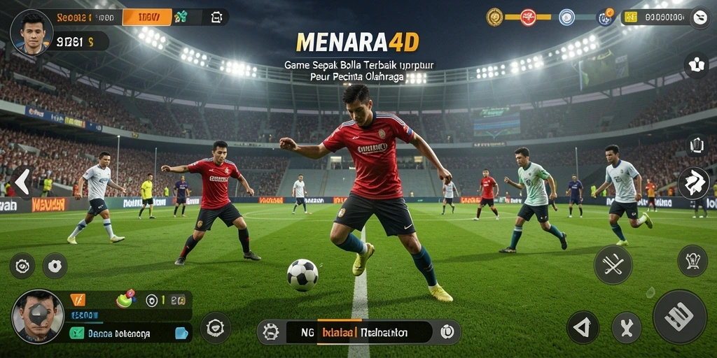 Tampilan gameplay menantang di MENARA4D, penuh aksi sepak bola.