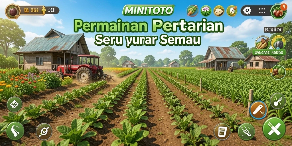 Tangkapan layar gameplay MINITOTO menunjukkan aktivitas bertani yang seru dan interaktif.