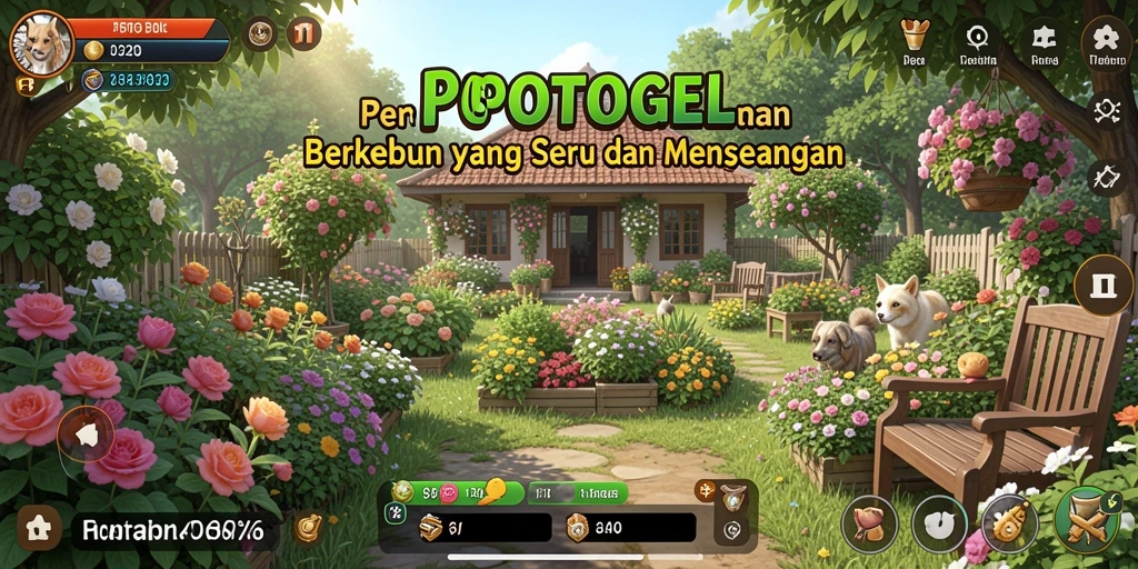 Screenshot gameplay POPOTOGEL menampilkan ladang yang subur dan hewan ternak.