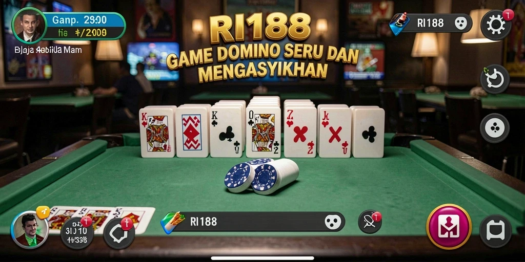 Tampilan gameplay seru dan menarik dari RI188 saat bermain Domino.