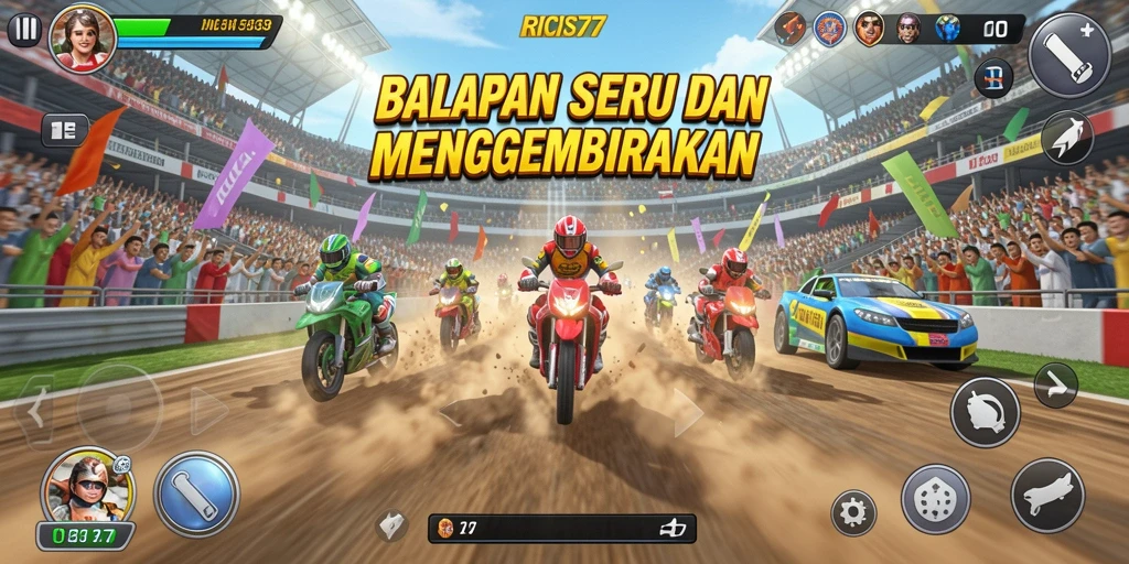 Gameplay seru balapan di RICIS77 dengan trek menantang.