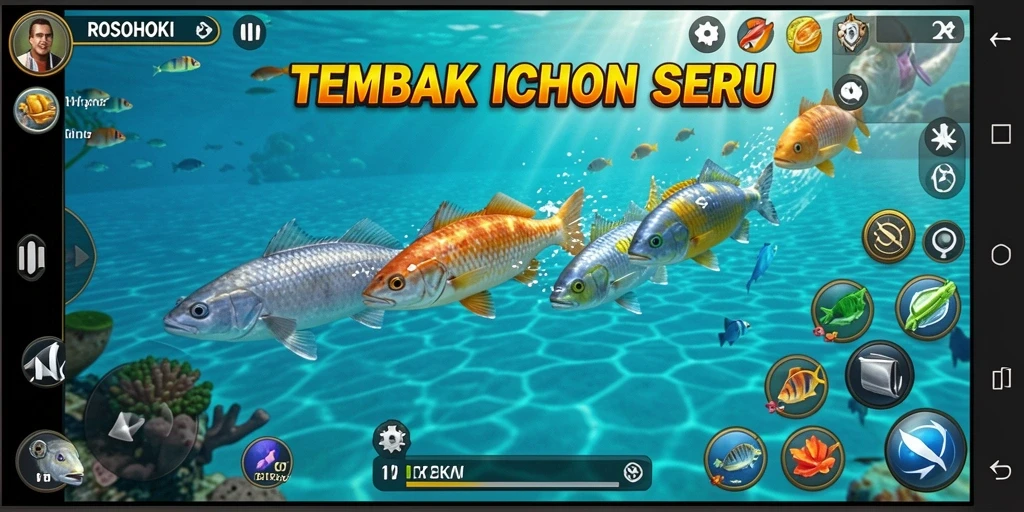 Tampilan seru gameplay Tembak Ikan di ROSOHOKI.