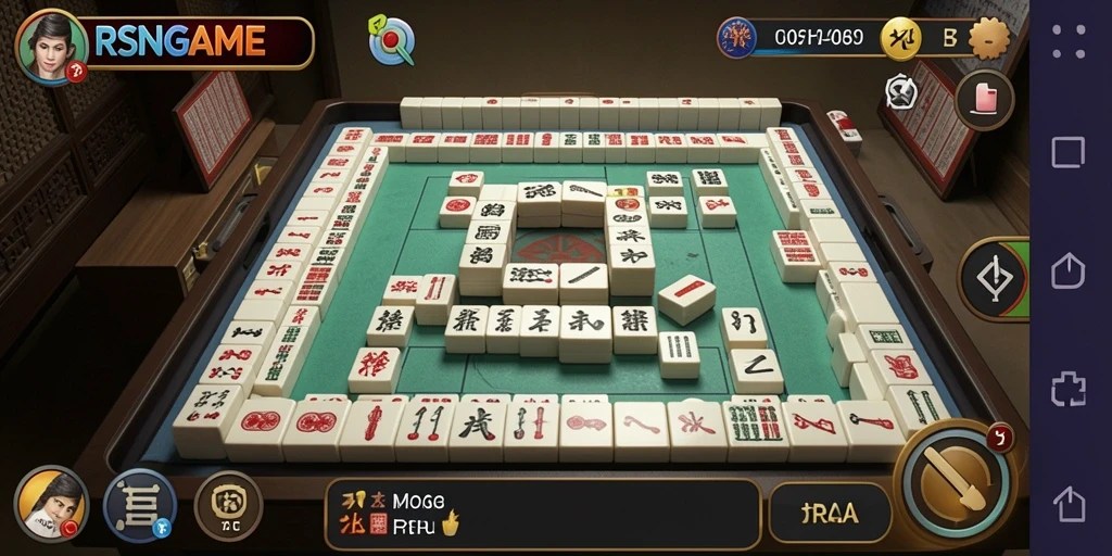 Tampilan gameplay RSNGAME yang menampilkan keseruan permainan Mahjong.